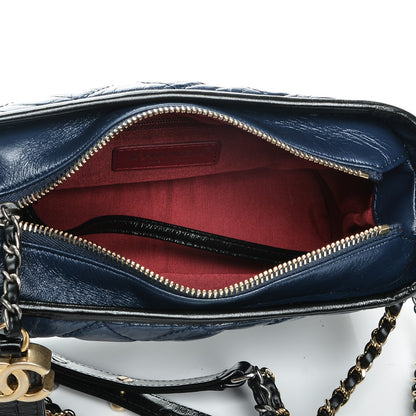 Chanel Aged Calfskin Quilted Small Gabrielle Hobo Blue Black 7 of 9