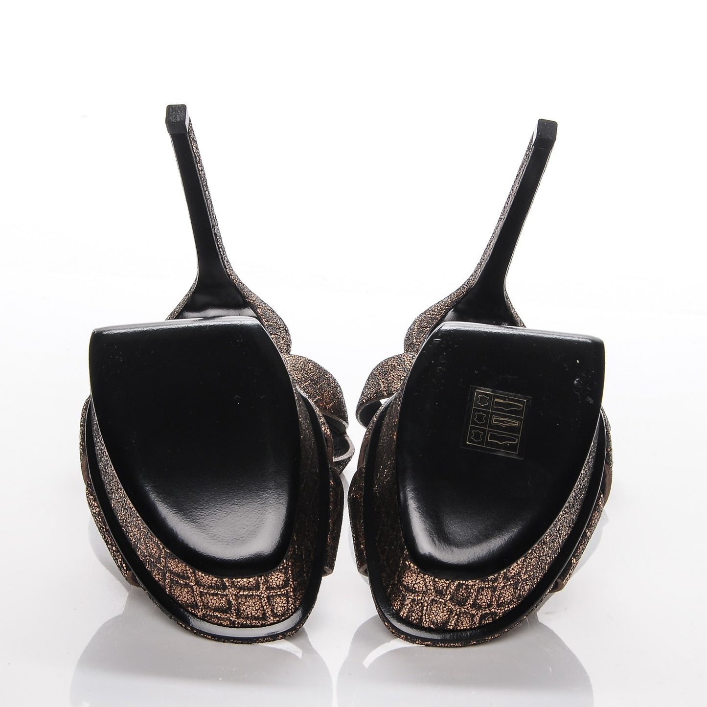 Metallic Calfskin Crocodile Embossed Bianca 105 Platform Sandals 38 Bronze