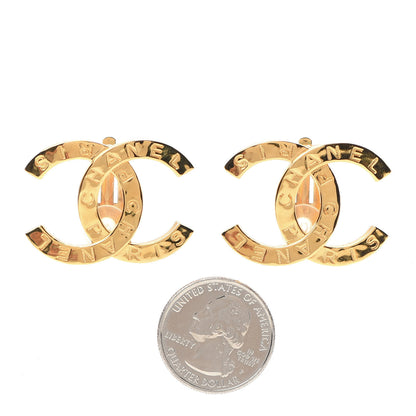 Chanel Metal CC Paris Button Clip On Earrings Gold 2 of 5