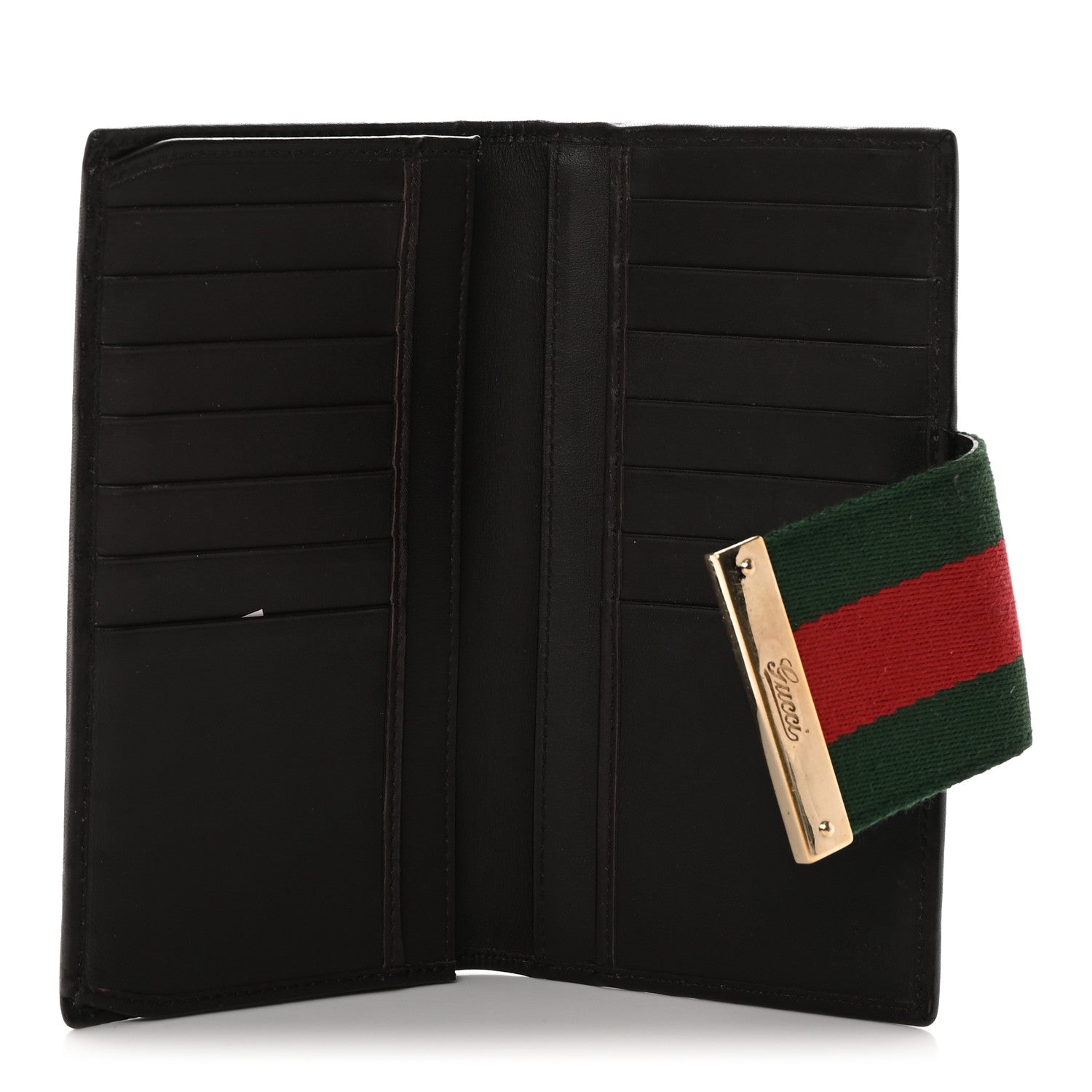 Gucci Monogram Calfskin Ladies Web Continental Wallet Beige Ebony Cocoa 6 of 8