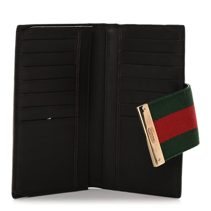 Gucci Monogram Calfskin Ladies Web Continental Wallet Beige Ebony Cocoa 6 of 8