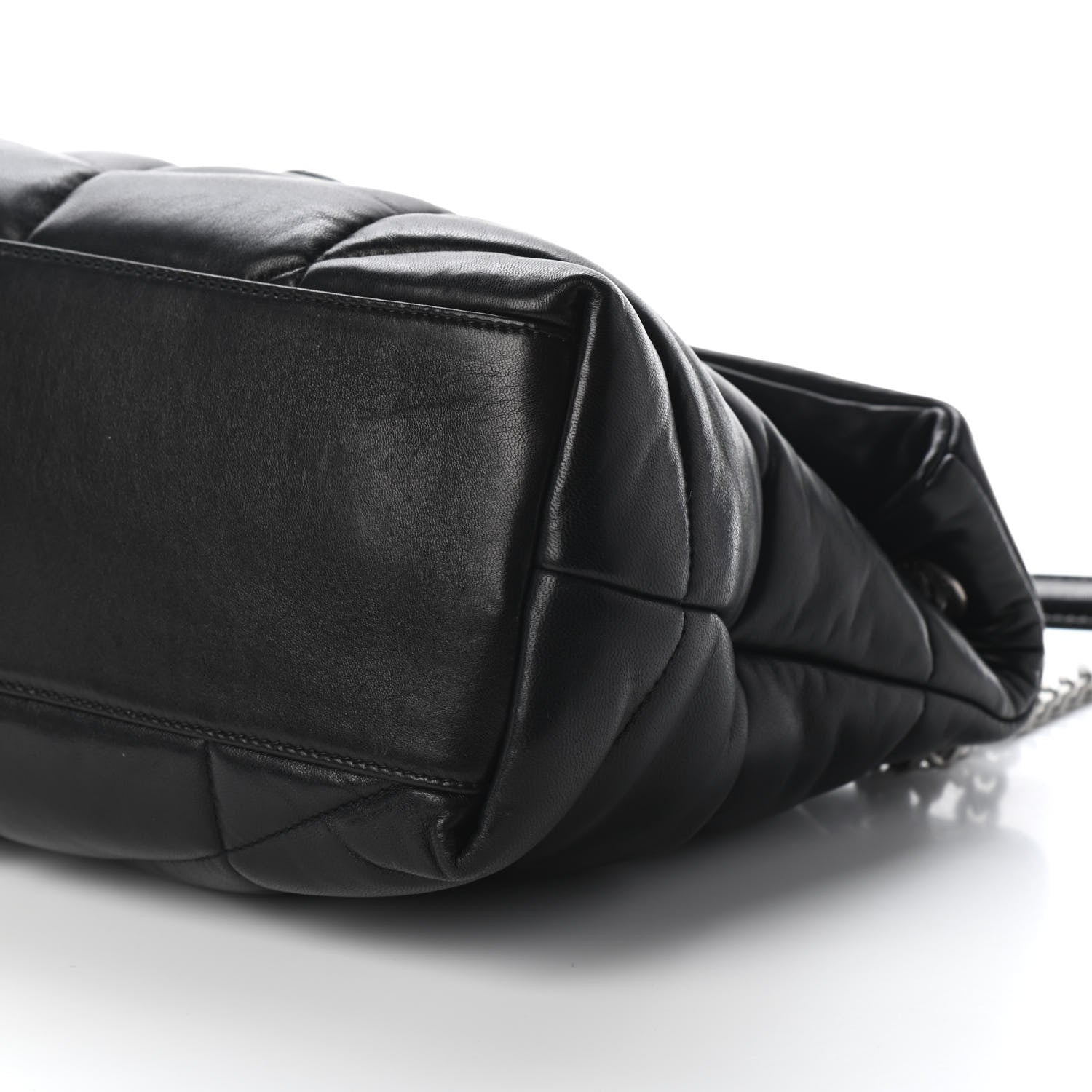 Saint Laurent Lambskin Quilted Medium Loulou Puffer Monogram Chain Satchel Black 9 of 9
