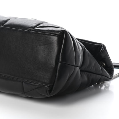Saint Laurent Lambskin Quilted Medium Loulou Puffer Monogram Chain Satchel Black 9 of 9