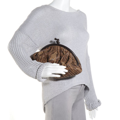 Bottega Veneta Karung Printed Nappa Intrecciato Moire Knot Clutch Multi Oak 2 of 9