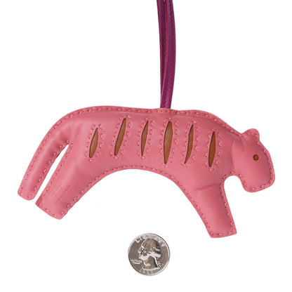 Hermes Milo Lambskin Rooroo Bag Charm Rose Azalea 3 of 5