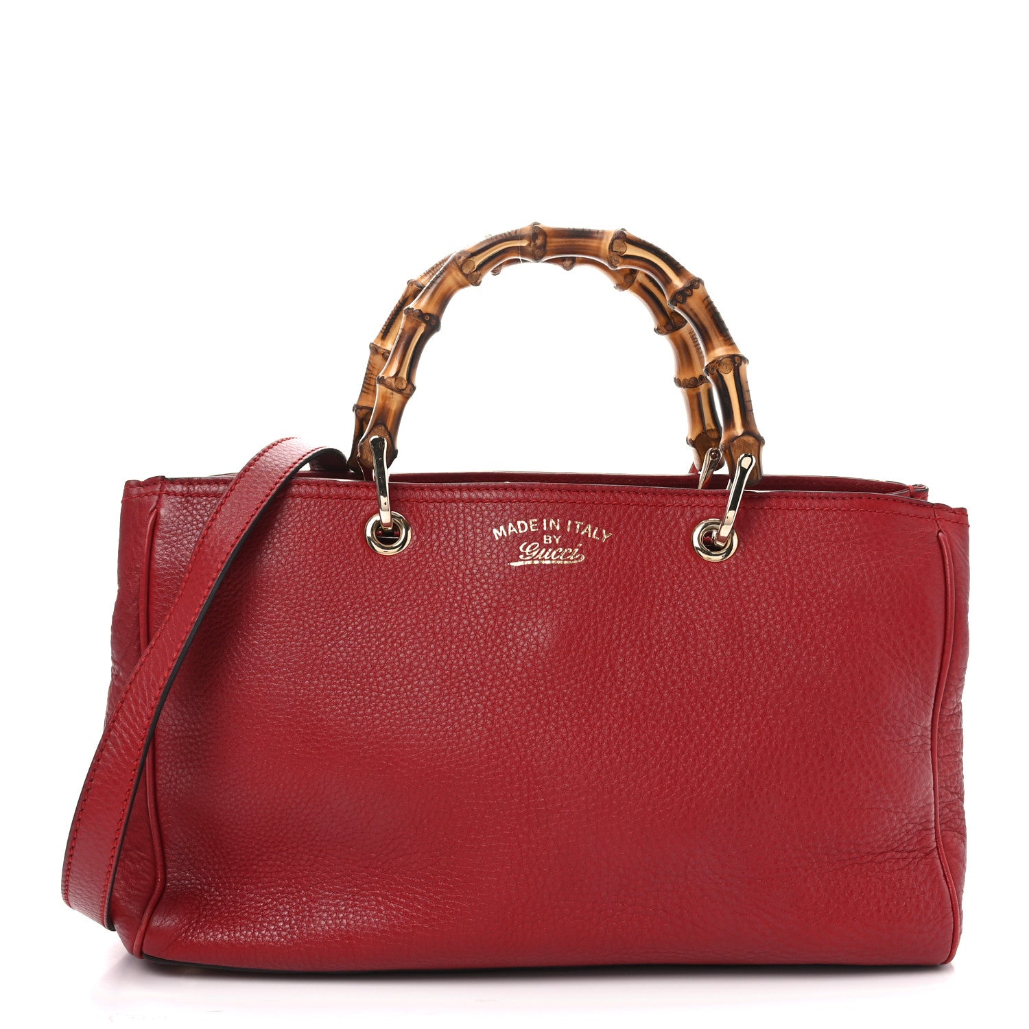 Gucci Pebbled Calfskin Medium Bamboo Shopper Tote Red 1 of 11