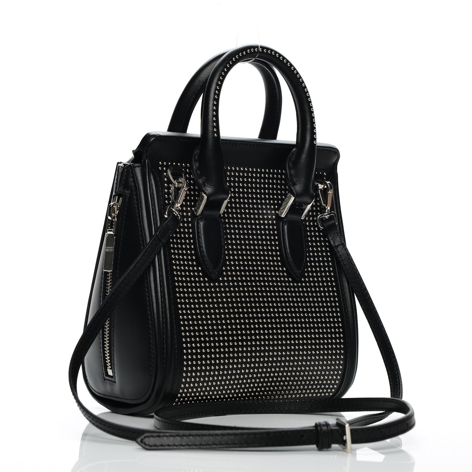 Alexander McQueen Calfskin Studded Mini Heroine Shoulder Bag Black 3 of 7