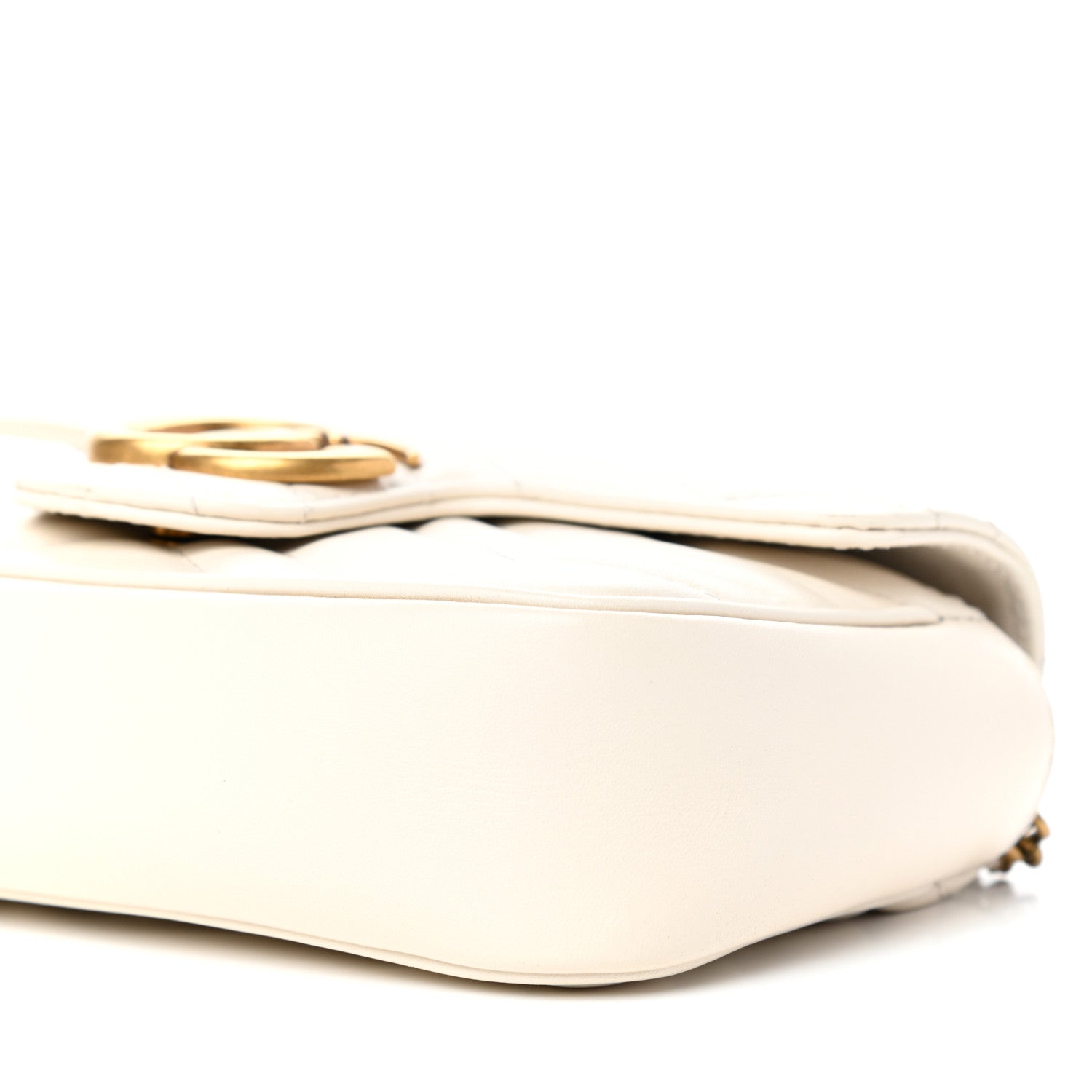 Gucci Calfskin Matelasse Super Mini GG Marmont Shoulder Bag White 9 of 11