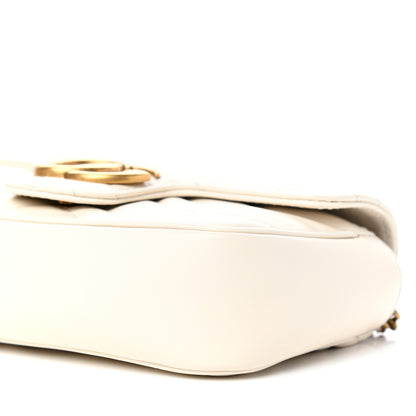 Gucci Calfskin Matelasse Super Mini GG Marmont Shoulder Bag White 9 of 11