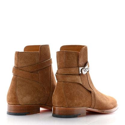 Hermes Veau Velours Mens Fortune Ankle Boots 42 Brun Fume 4 of 9
