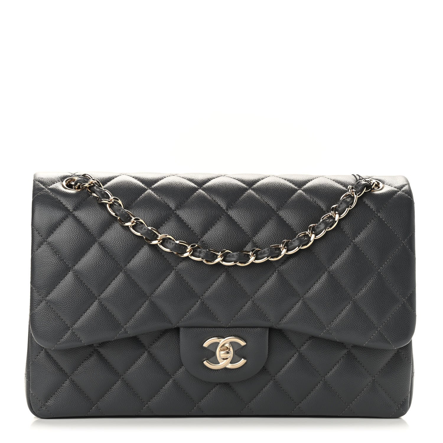 Chanel Caviar Quilted Jumbo Double Flap Dark Grey 1 of 9
