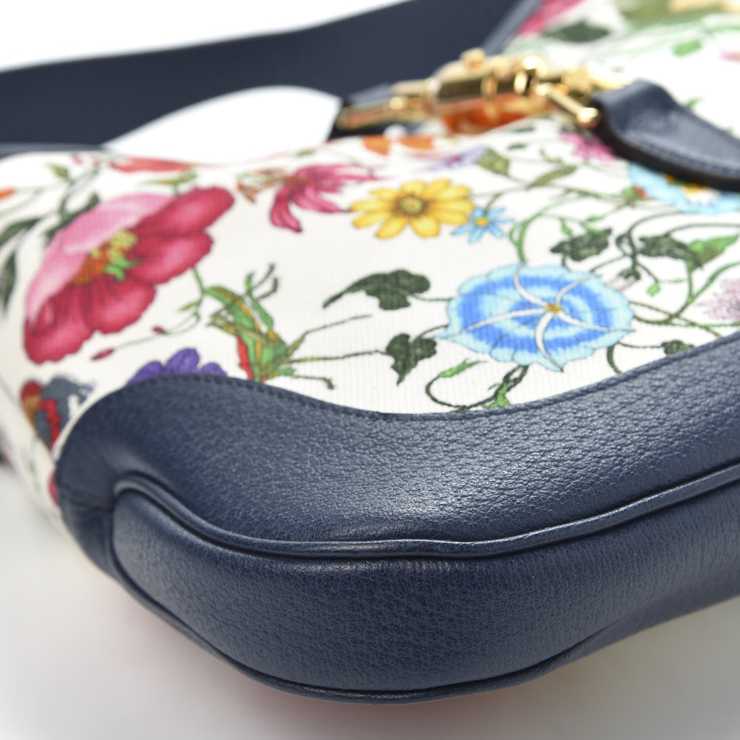 Gucci Canvas Flora Medium Jackie Hobo Blue Agata 5 of 9