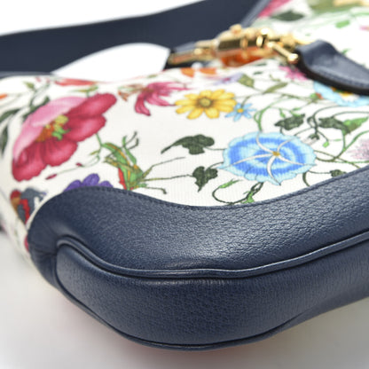 Gucci Canvas Flora Medium Jackie Hobo Blue Agata 5 of 9