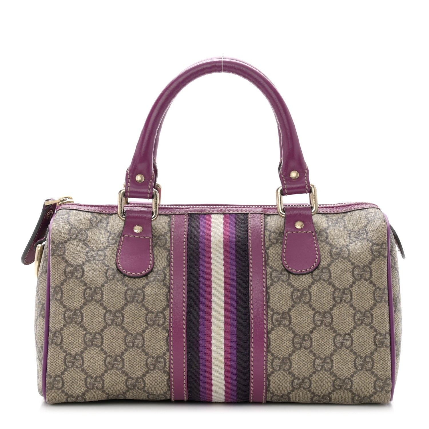 Gucci Monogram Vintage Web Small Boston Purple 1 of 12