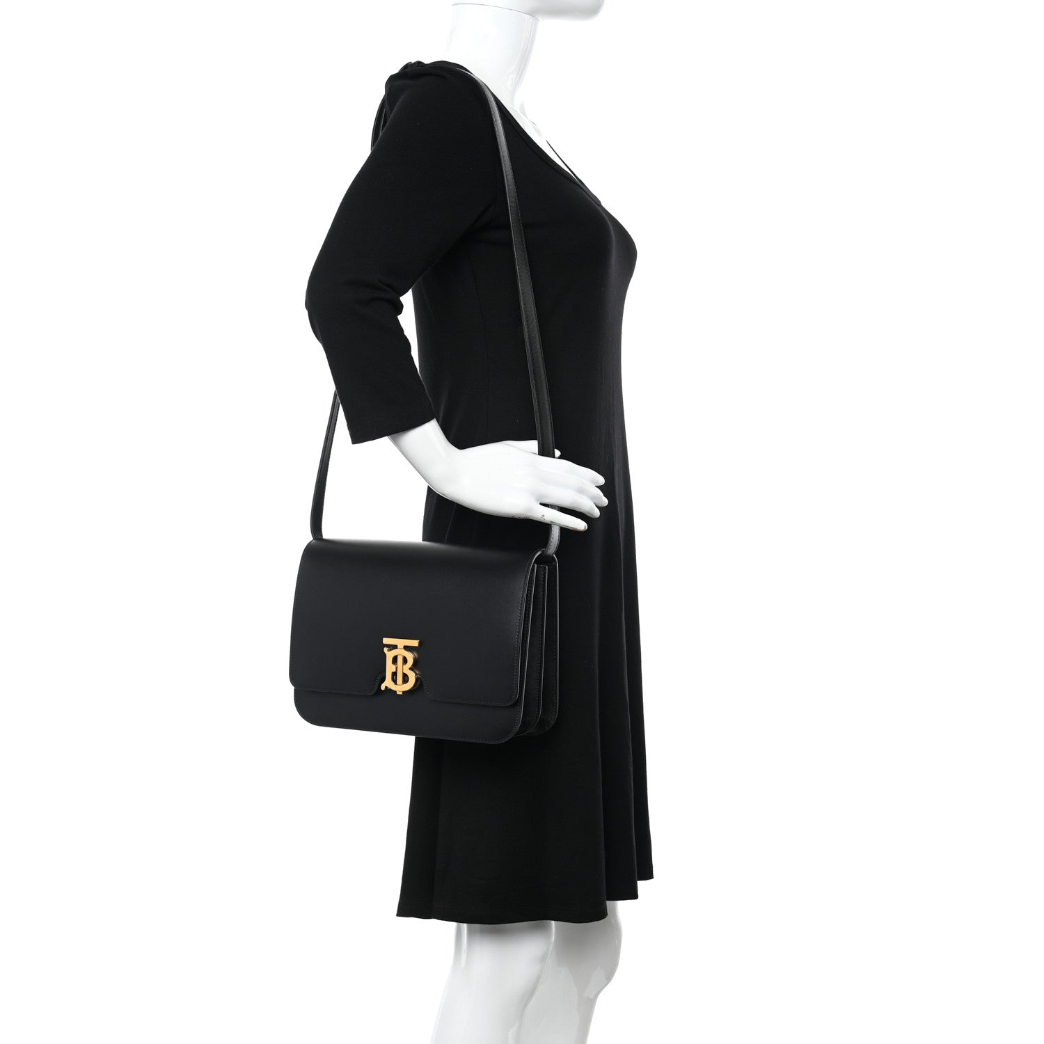 Burberry Calfskin Medium TB Bag Black 2 of 11
