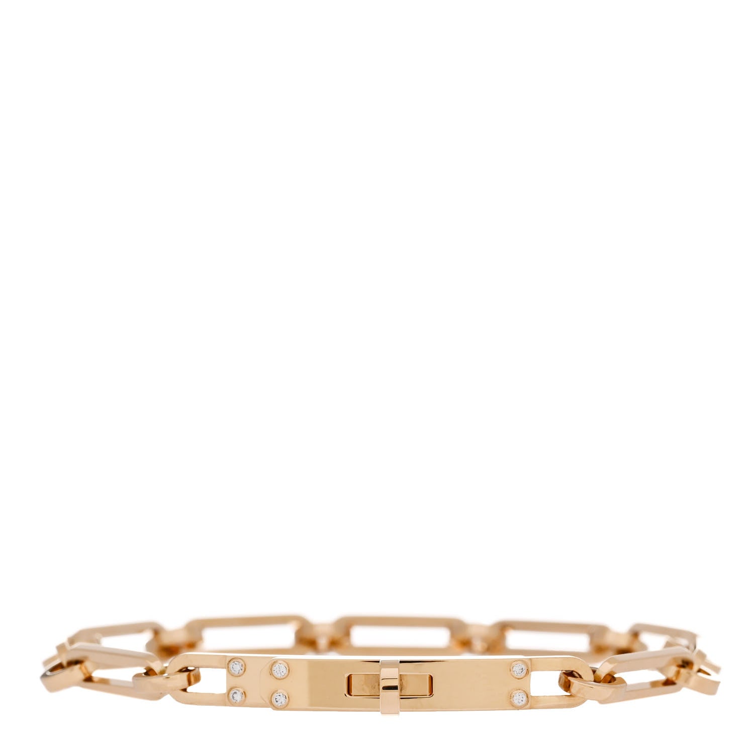 Hermes 18K Yellow Gold Diamond PM Kelly Chaine Bracelet ST 1 of 4