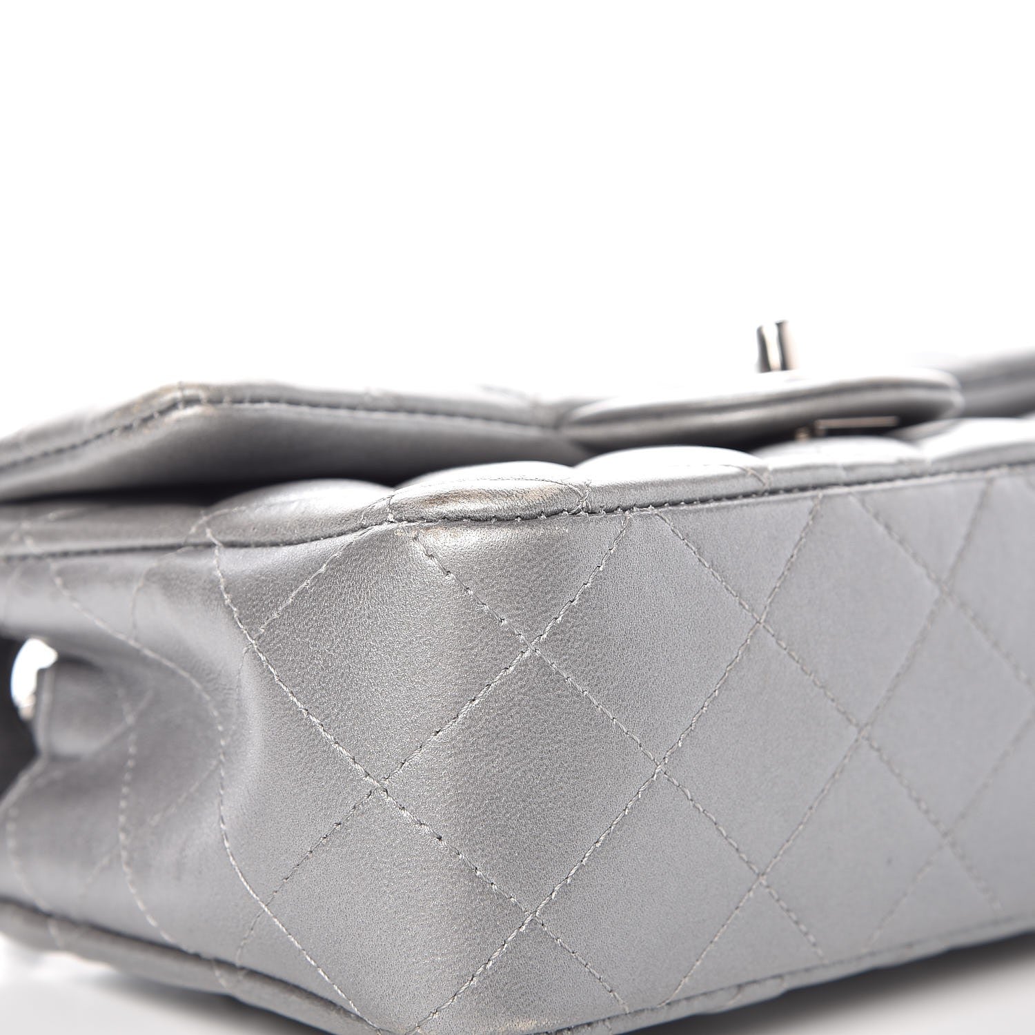 Chanel Metallic Lambskin Quilted Mini Rectangular Flap Silver 9 of 13