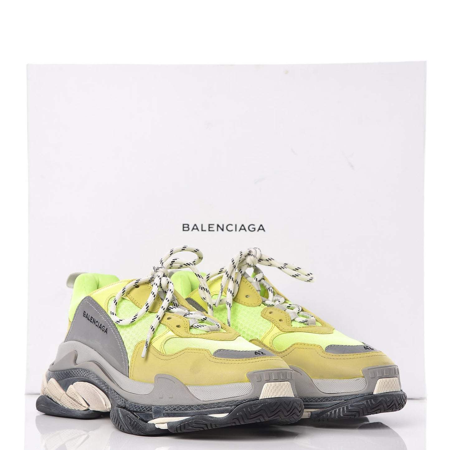 Mesh Nubuck Mens Triple S Sneakers 42 Jaune Fluo