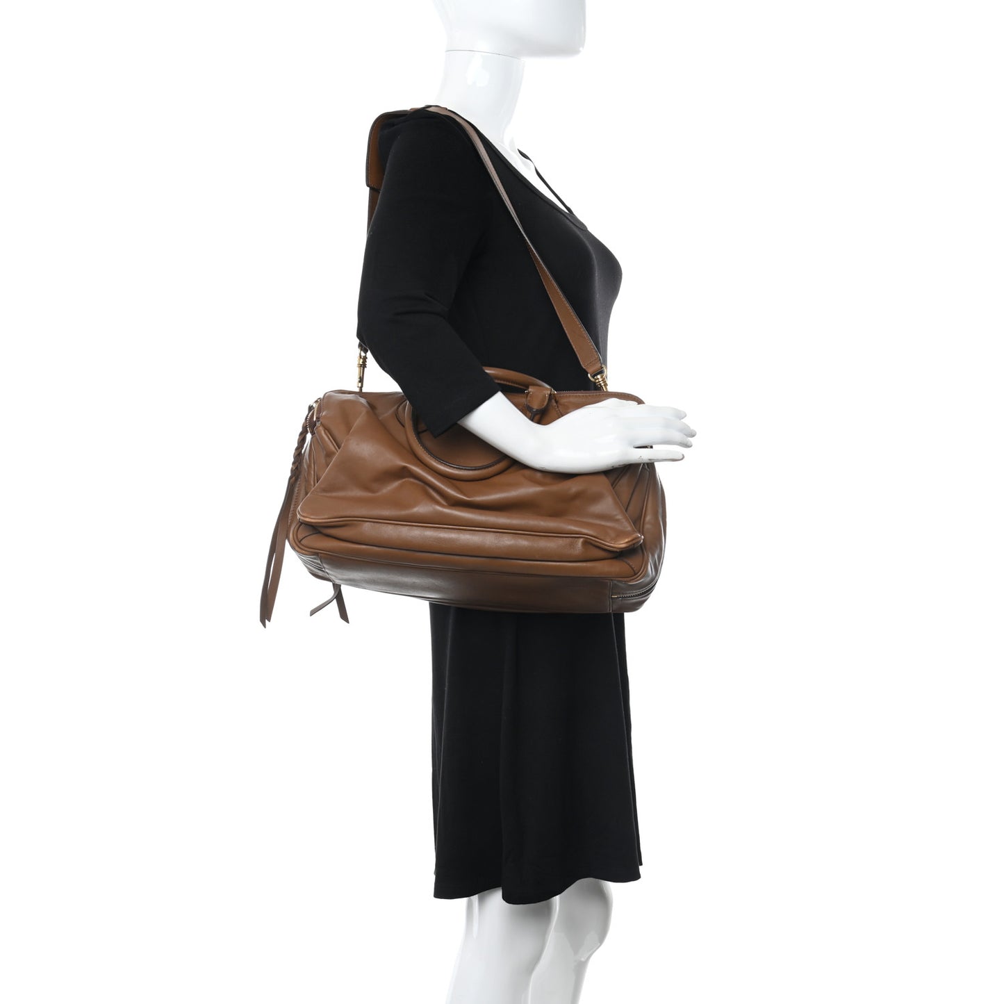 Smooth Calfskin Small Triptyque Satchel Brown