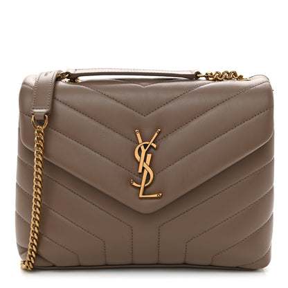 Saint Laurent Calfskin Y Quilted Monogram Small Loulou Chain Satchel Dark Beige 1 of 8
