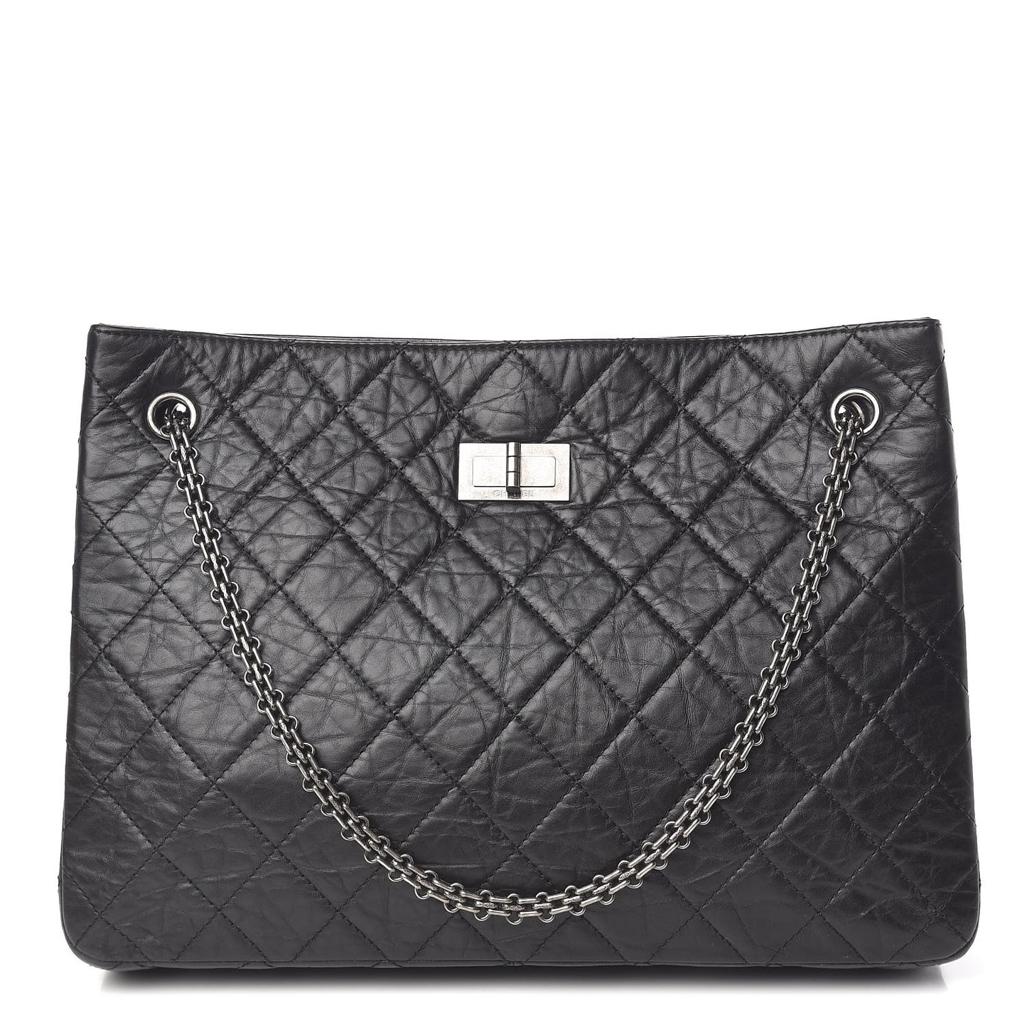 Aged Calfskin Quilted Reissue 2.55 Tote Black