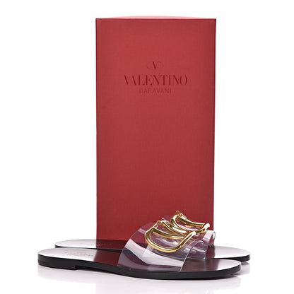 Valentino Garavani PVC Transparent Vlogo Flat Slide Sandals 37 Black 10 of 10
