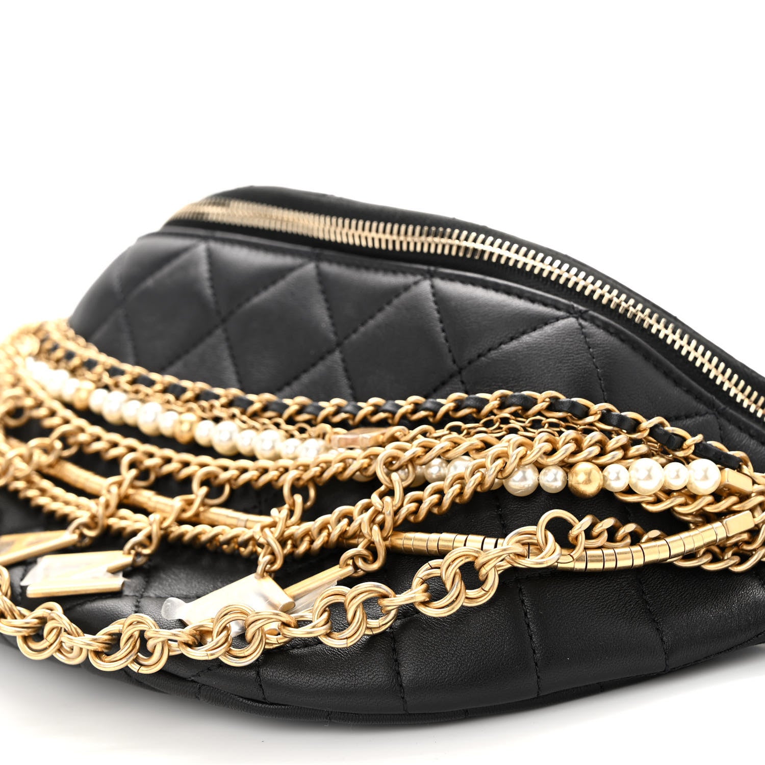 Chanel Lambskin Quilted All About Chains Waist Belt Bag Black 10 of 10