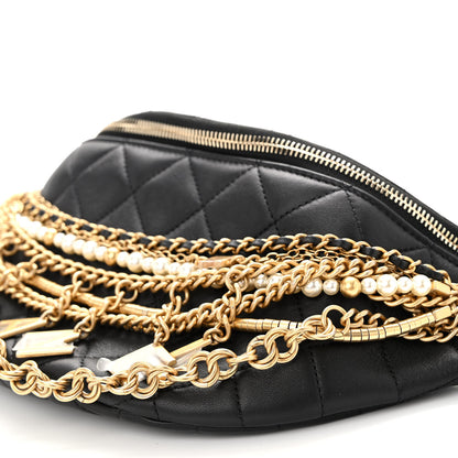 Chanel Lambskin Quilted All About Chains Waist Belt Bag Black 10 of 10