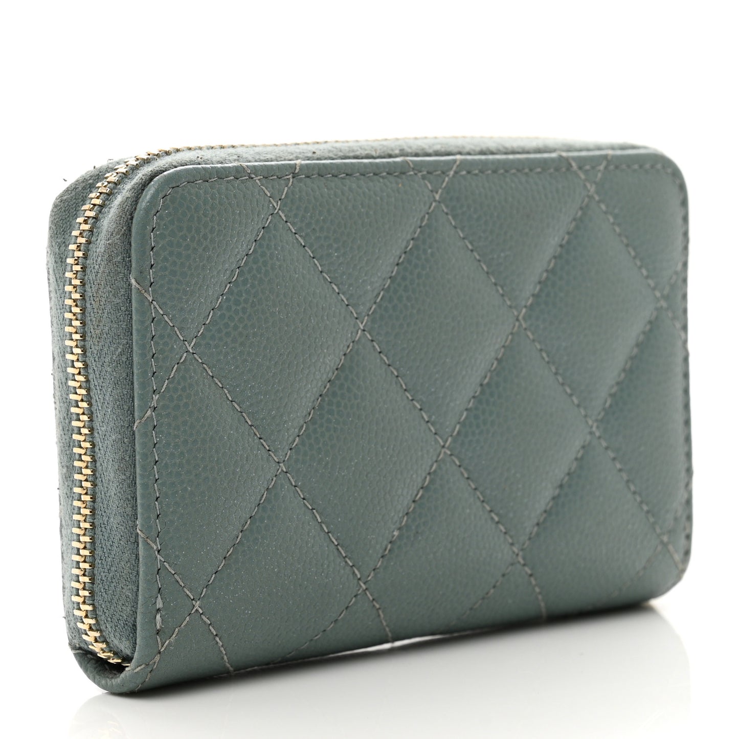Caviar Quilted Zip Coin Purse Blue