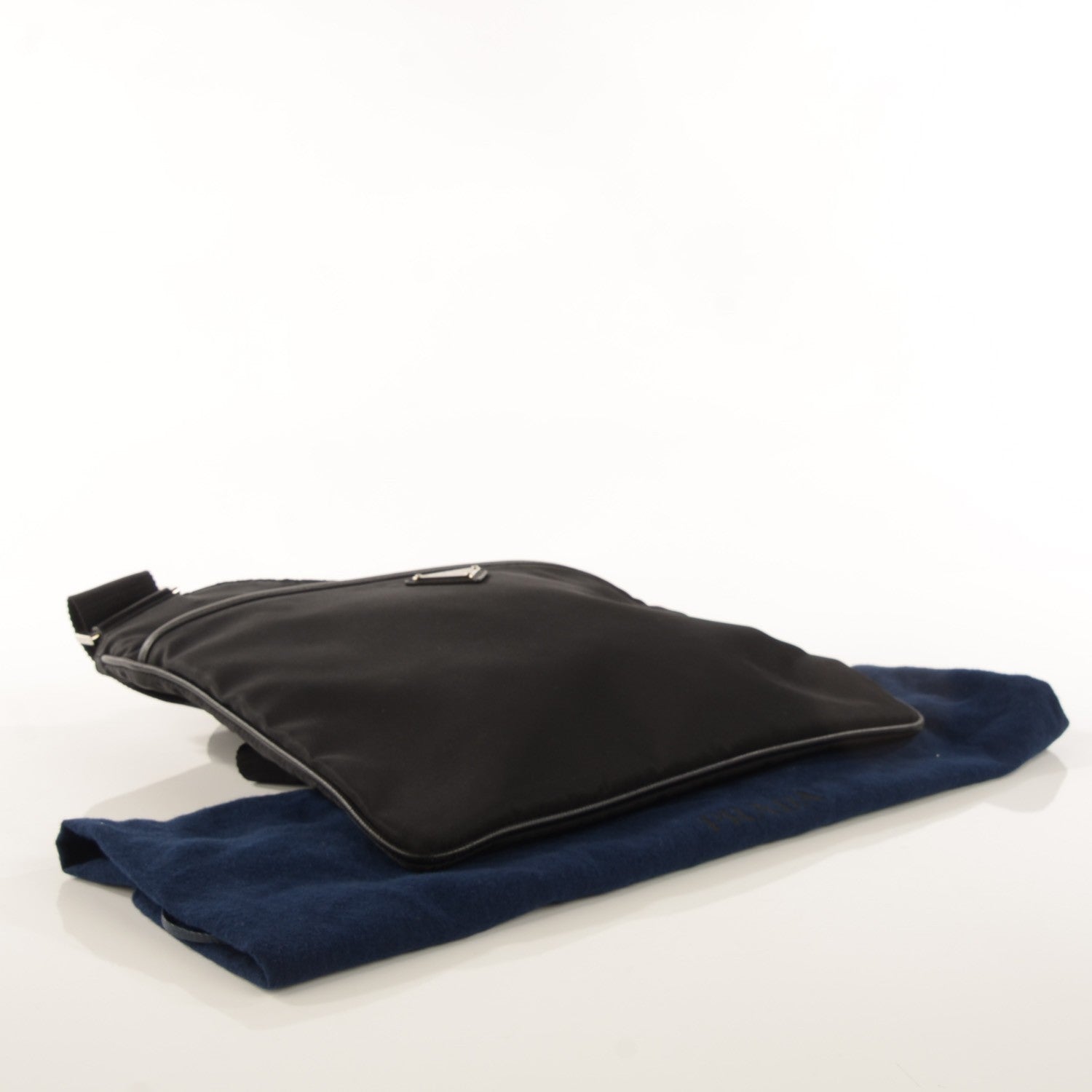 Prada Nylon Vela Flat Messenger Bag Black 4 of 11