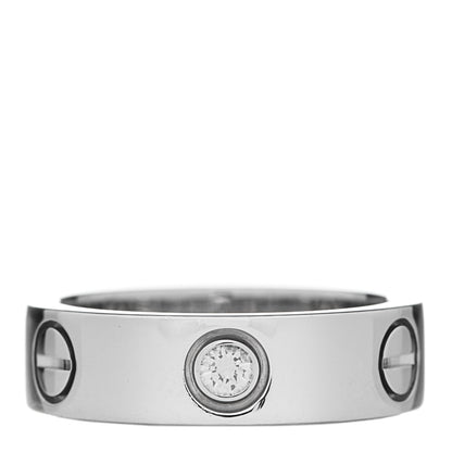 Cartier 18K White Gold 3 Diamond 5.5mm LOVE Ring 51 5.75 1 of 6