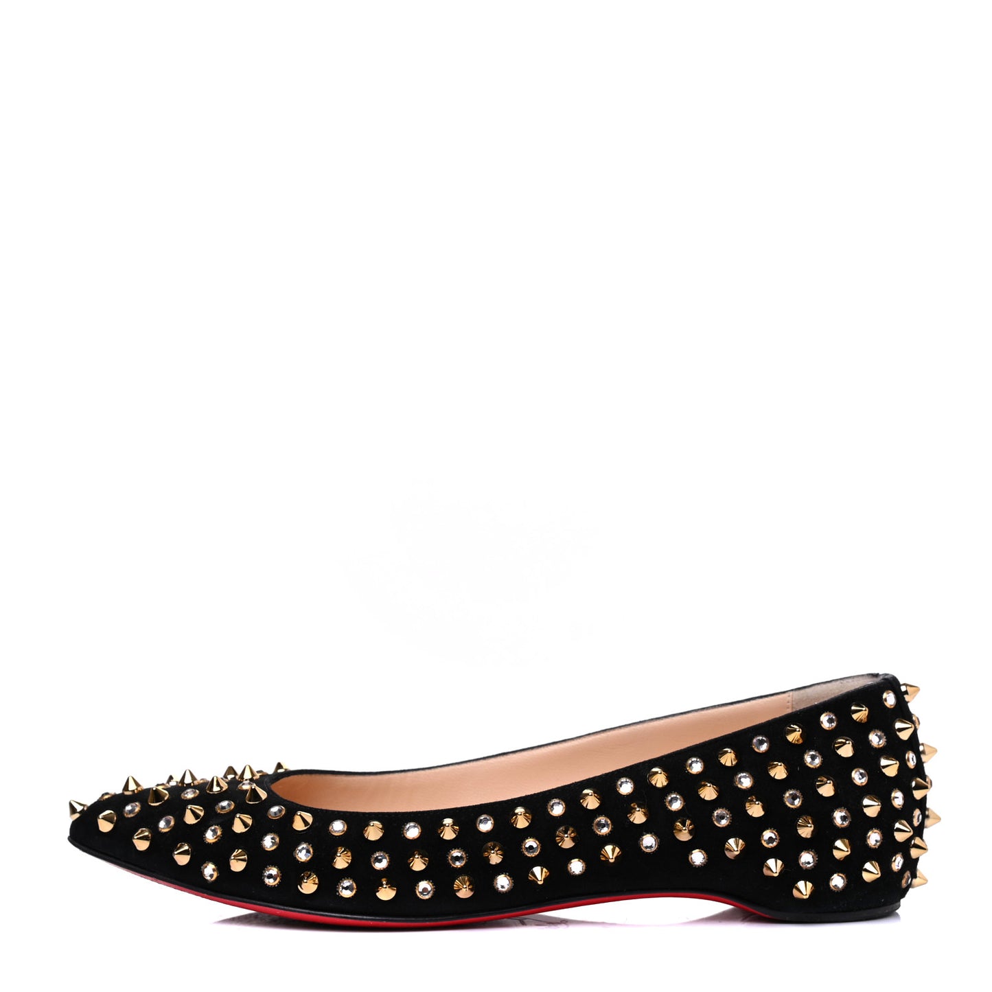 Veau Velours Studded Flats 35 Black