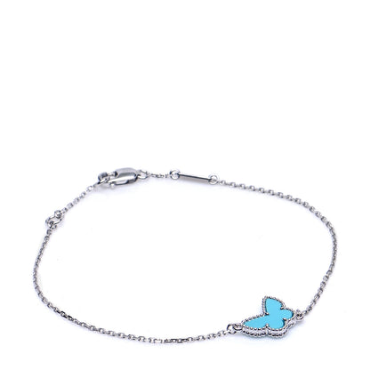 Van Cleef & Arpels 18K White Gold Turquoise Sweet Alhambra Butterfly Bracelet 1 of 7