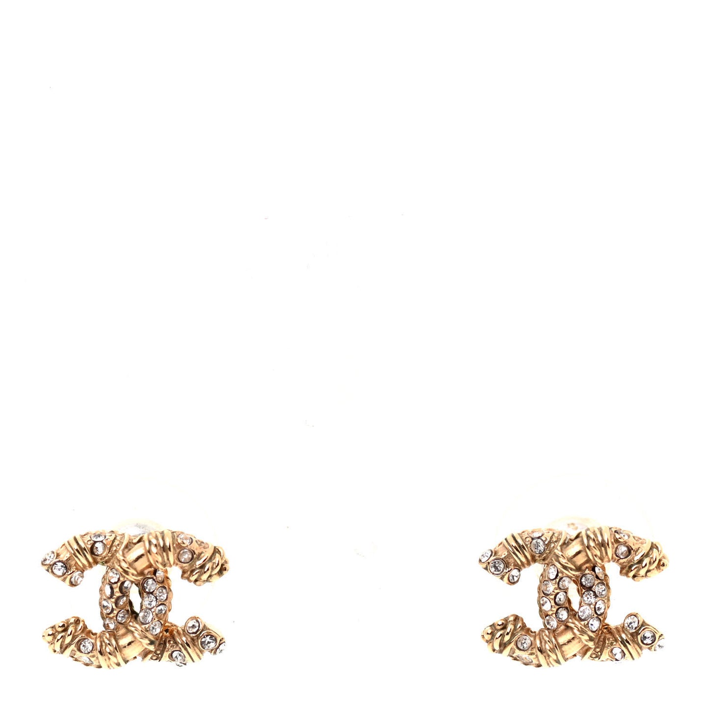 Crystal Mini Twist CC Earrings Gold