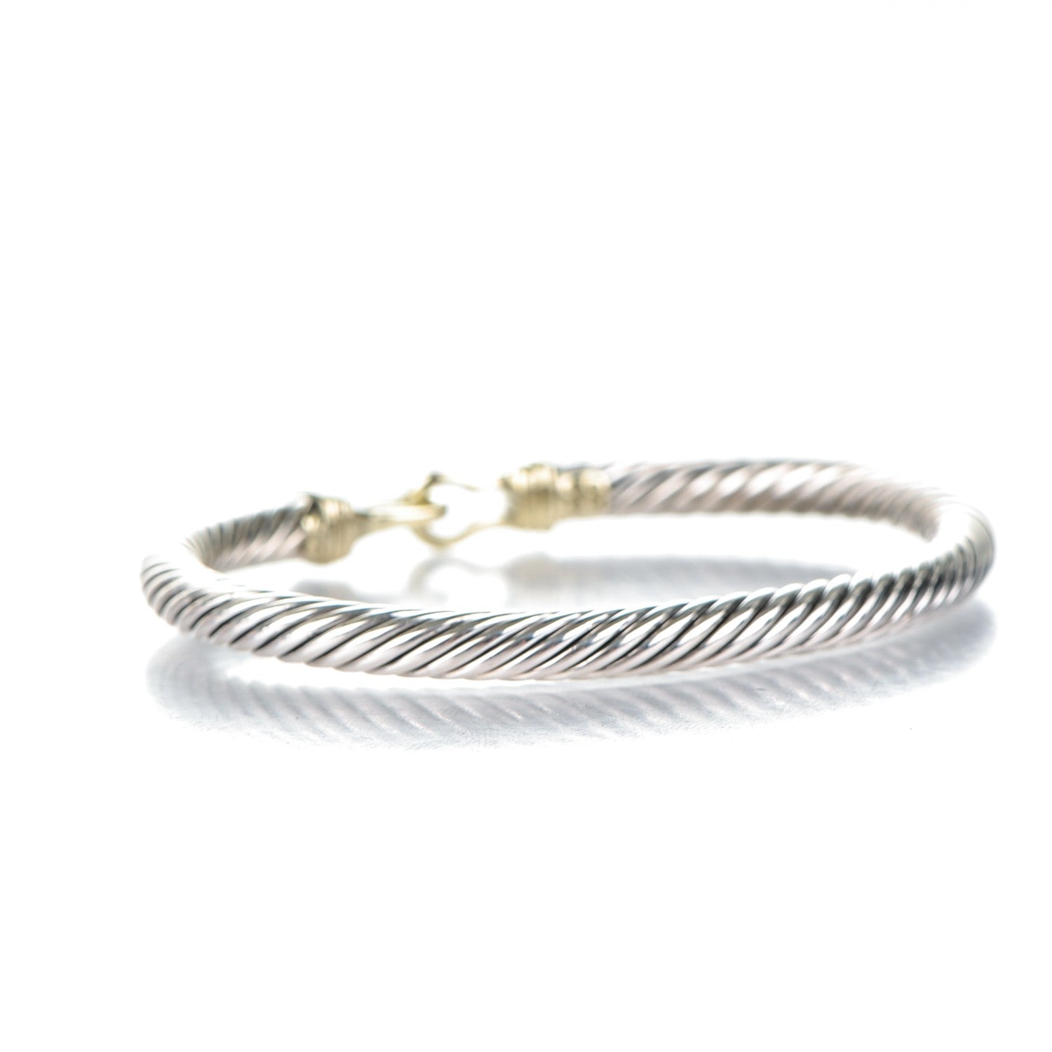 David Yurman Sterling Silver 14K Yellow Gold 5mm Cable Classic Buckle Bracelet 3 of 4