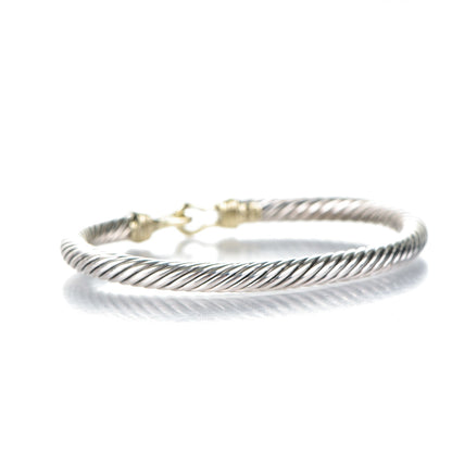 David Yurman Sterling Silver 14K Yellow Gold 5mm Cable Classic Buckle Bracelet 3 of 4