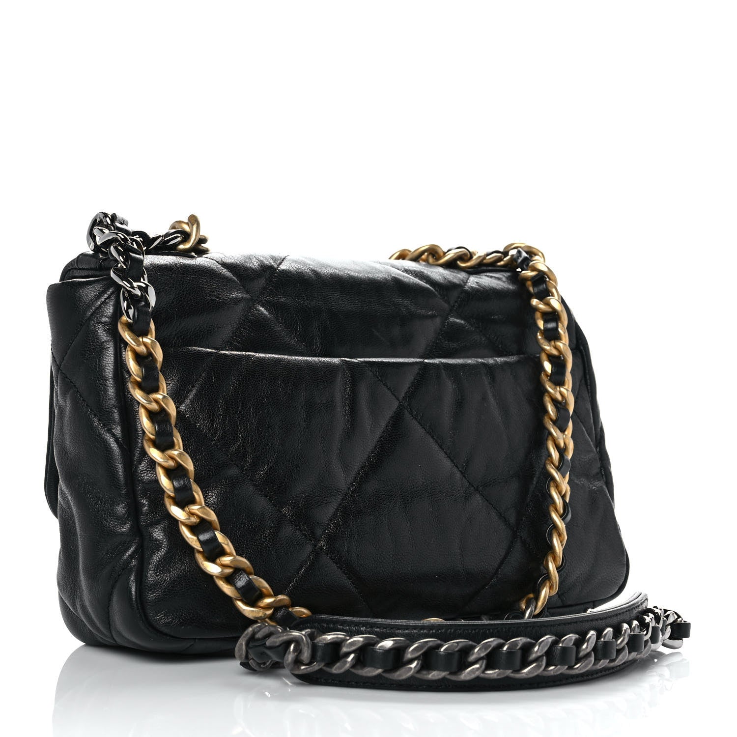 Chanel Shiny Goatskin Quilted Medium Chanel 19 Flap Black 3 of 11