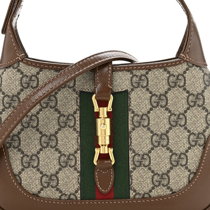 Gucci GG Supreme Monogram Azalea Calfskin Web Mini Jackie 1961 Hobo Beige Ebony Brown Sugar 8 of 12
