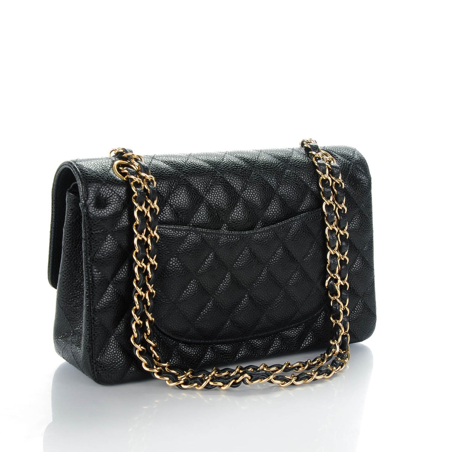 Caviar Quilted Medium Double Flap Black