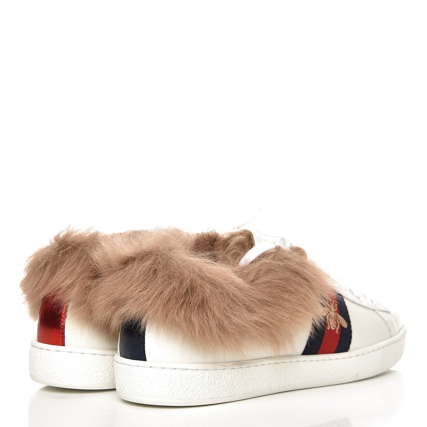 Calfskin Wool Web Bee Embroidered Womens Ace Sneakers 39 White