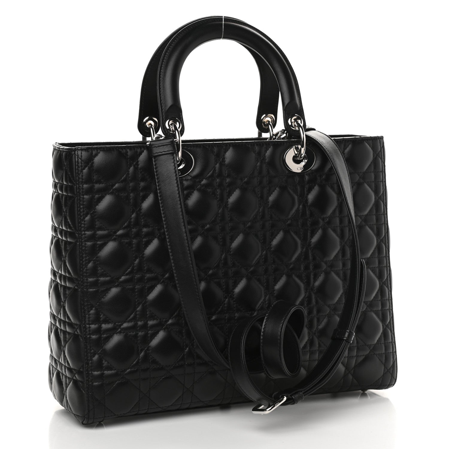 Christian Dior Lambskin Cannage Large Lady Dior Black 2 of 8