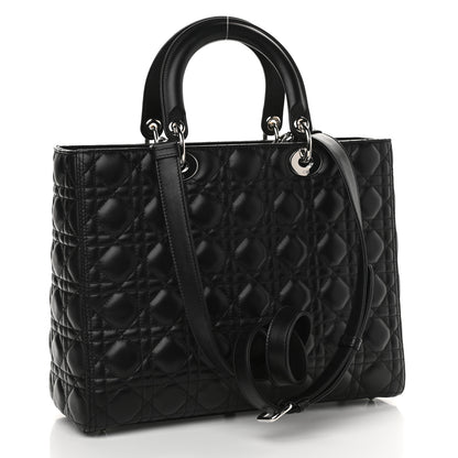 Christian Dior Lambskin Cannage Large Lady Dior Black 2 of 8