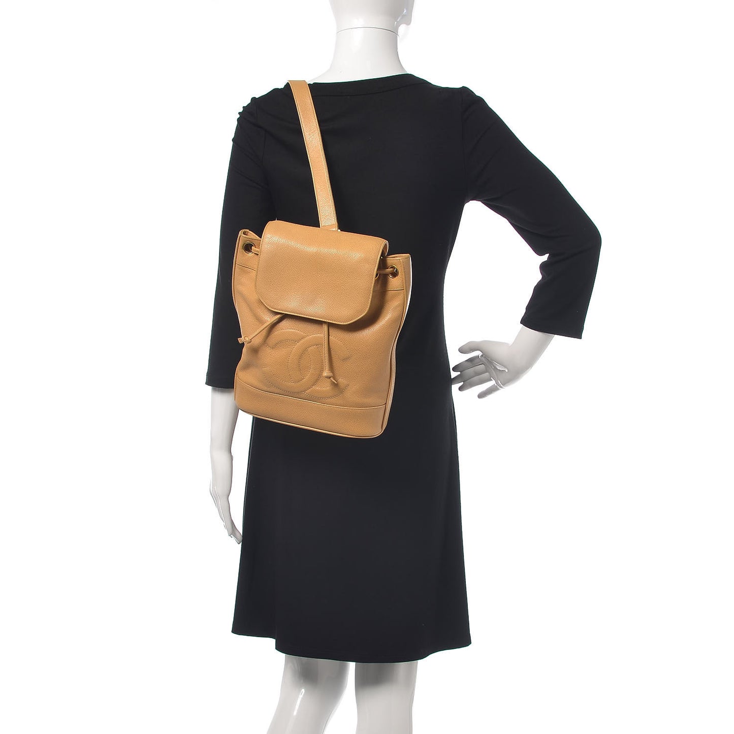 Caviar CC Sling Backpack Beige