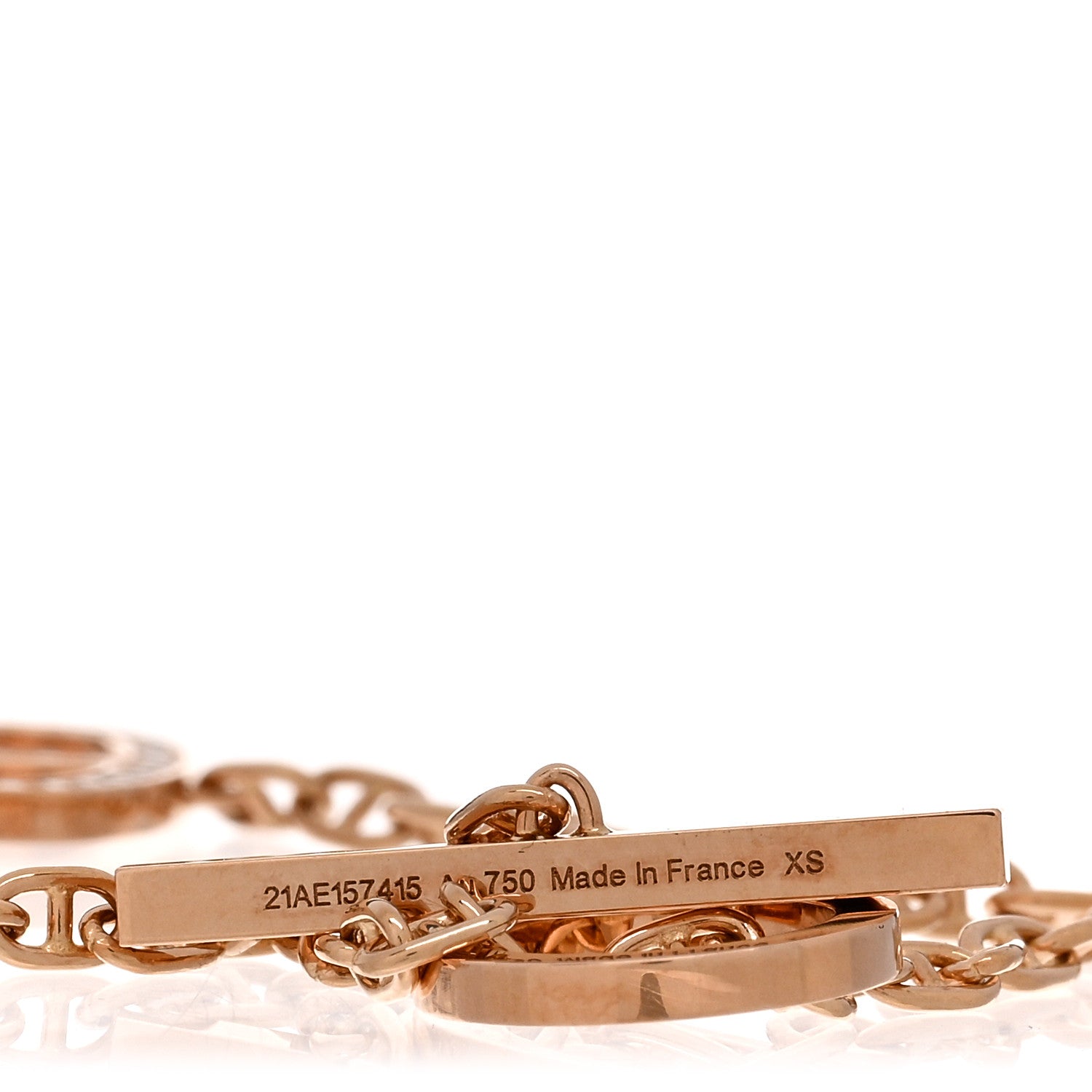 Hermes 18K Rose Gold Diamond Chaine D'Ancre Contour Bracelet XS 4 of 5