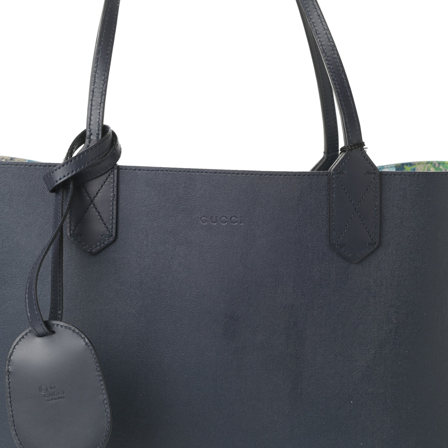 GG Supreme Monogram Blooms Medium Reversible Tote Beige Blue Navy