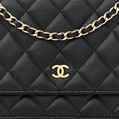 Chanel Lambskin Quilted Wallet On Chain WOC Black 9 of 12