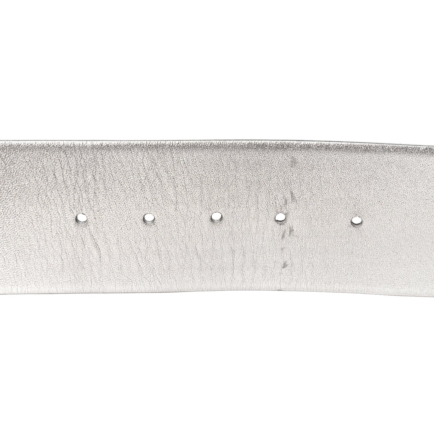 Metallic Calfskin Metal Chain Wide Belt 75 30 Silver