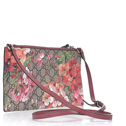 Gucci GG Supreme Monogram Blooms Double Zip Shoulder Bag Beige Multicolor Dry Rose 3 of 11