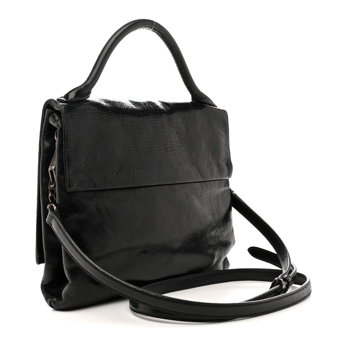 Vitello Shine Crystal Shoulder Bag Black