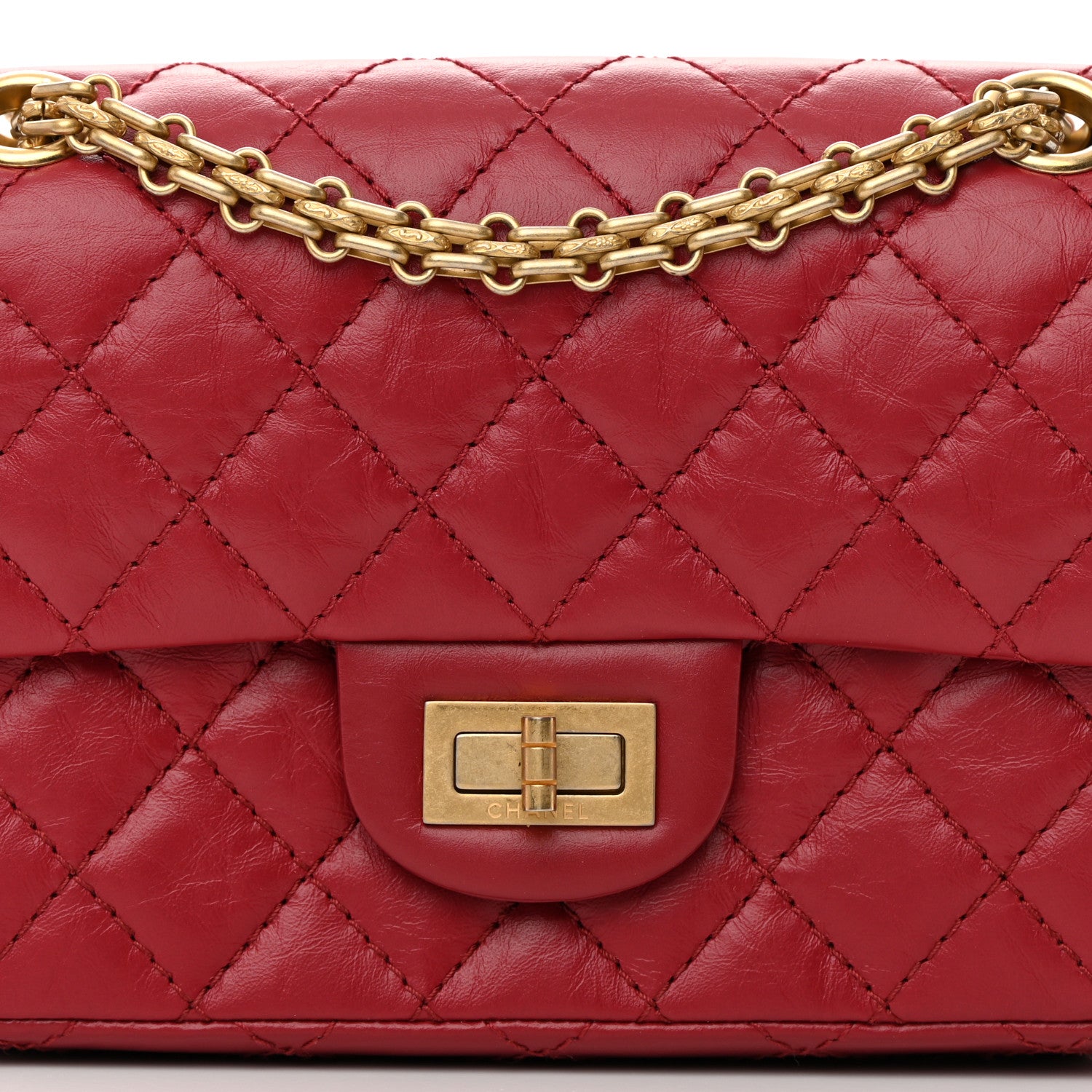 Chanel Aged Calfskin Quilted 2.55 Reissue Mini Flap Red 8 of 17